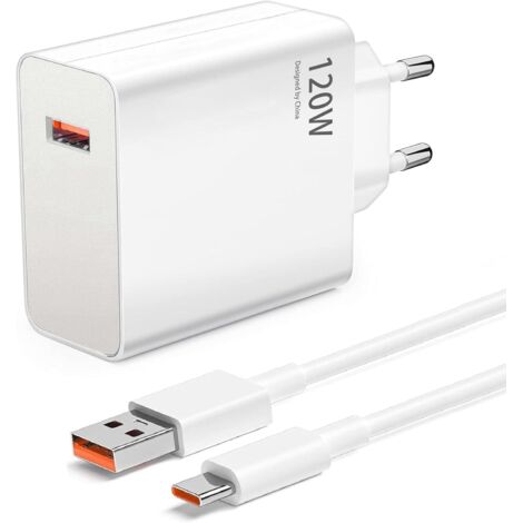 Chargeur Blanc Rapide 120W USB Pour Xiaomi 14T Pro /13T Pro /11T Pro