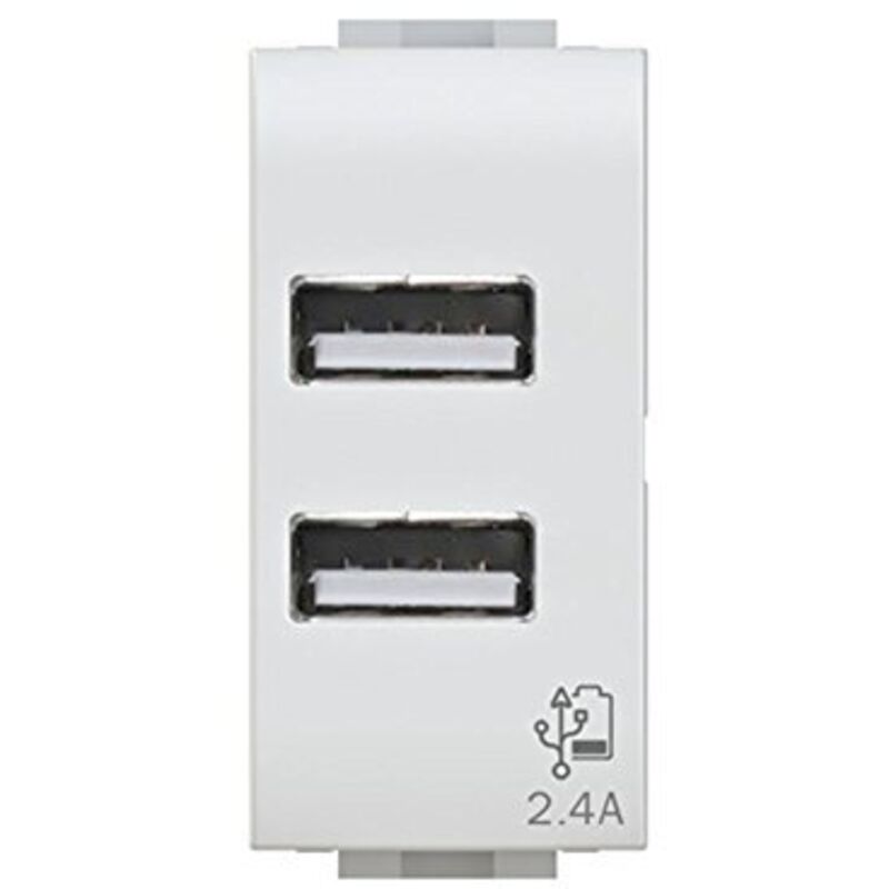 2 Pezzi Presa USB Doppia Da Muro – Caricatore 5V 4A (2A Per Porta) – Compatibile Con Bticino Living Light – Colore Nero - 3