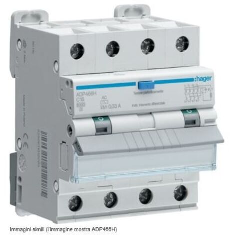 Magnetotermico Differenziale Hager 4P 40A 6kA 30mA curva C Tipo AC 4M ADP490H