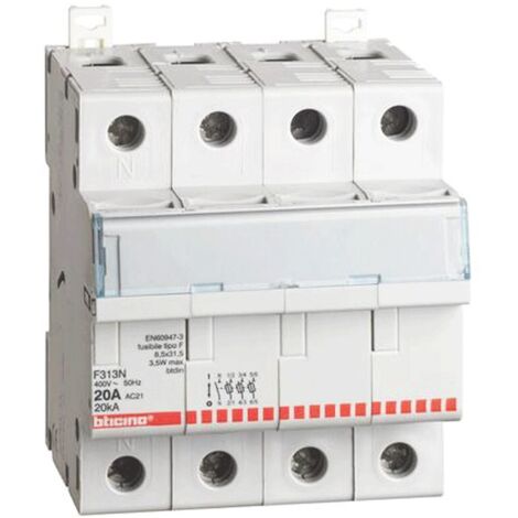 Portafusibile Sezionabile 3P+N 20A Btdin ( Bticino Cod. F313N )