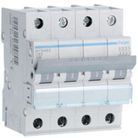 Interruttore magnetotermico Hager 4P 63A 4,5KA C 4 moduli MYN463