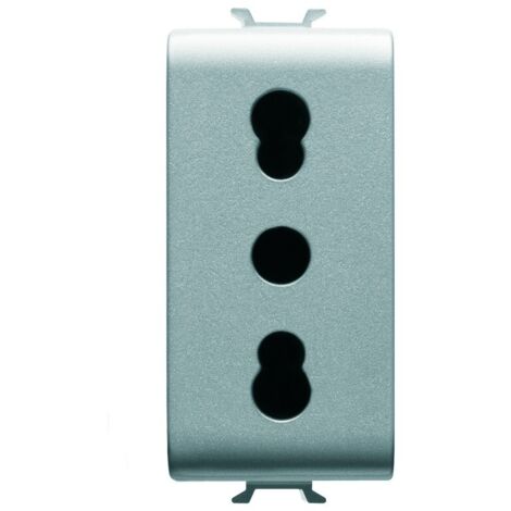 Presa 1M 2P+T 16A Biv.P17-11 Standard Ita.Titanio ( Gewiss Cod. Gw14203 ) (1/2)