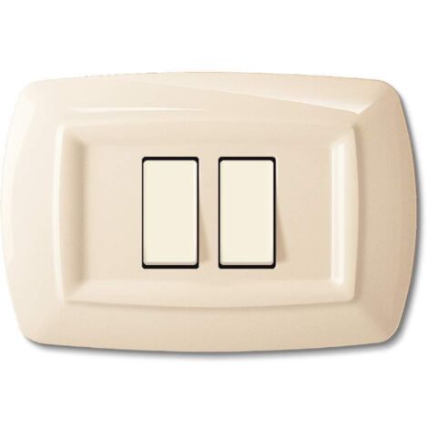 Placca serie Tondò, 2 moduli ravvicinati, plastica, avorio, compatibile con serie BTicino Magic - Elettrocanali ECL2597A
