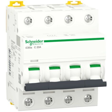 Interruttore Magnetotermico Ic60A 4P C 20A 4500A ( Schneider Cod. A9F64420 )