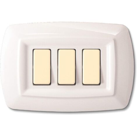 Placca serie Tondò, 3 moduli, plastica, bianco, compatibile con serie BTicino Magic - Elettrocanali ECL2593WH