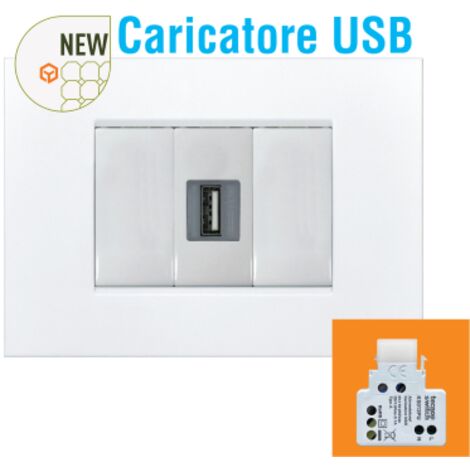 Mini Kystone Caricatore Usb 2.4A 5V Tipo A ( TECNOSWITCH cod. KS012PU )