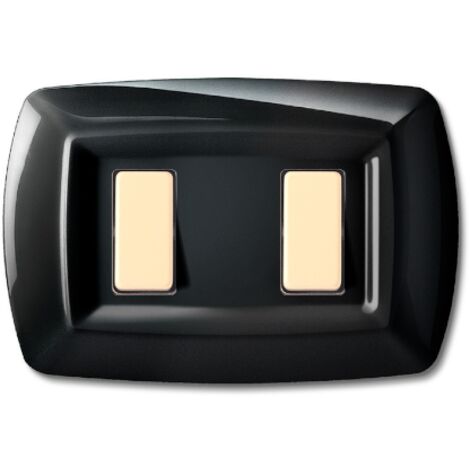 Placca serie Tondò, 2 moduli, plastica, nero, compatibile con serie BTicino Magic - Elettrocanali ECL2592N