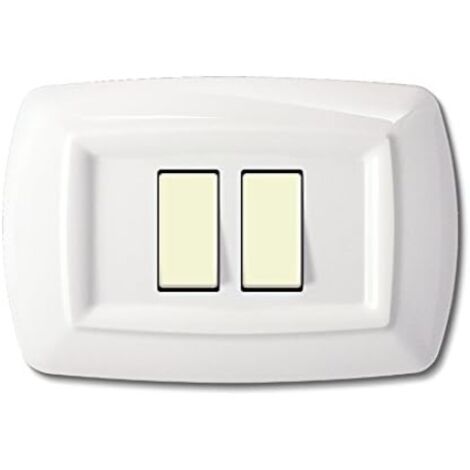 Placca serie Tondò, 2 moduli ravvicinati, plastica, bianco, compatibile con serie BTicino Magic - Elettrocanali ECL2597WH