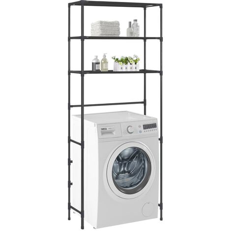 Etagère de salle de bain MARSA meuble de rangement au-dessus des toilettes  wc ou lave-linge avec 3 tablettes, en métal chromé IDIMEX 94589 Pas Cher 