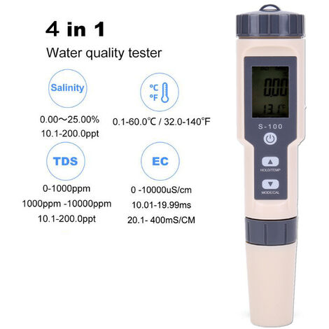 Écran LCD YIDOMDE TDS EC Mètre Digital Testeur 3 en 1 pour Qualité de l'eau  en Piscine, Stylo Testeur EC, Conductivité et Température, Mesure de Pureté  et Qualité