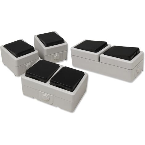 Fontana Feuchtraum-Set Flur, Weiß – 4-teilig Mit Schaltern & Steckdosen, IP44, Für Außenbereich & Keller