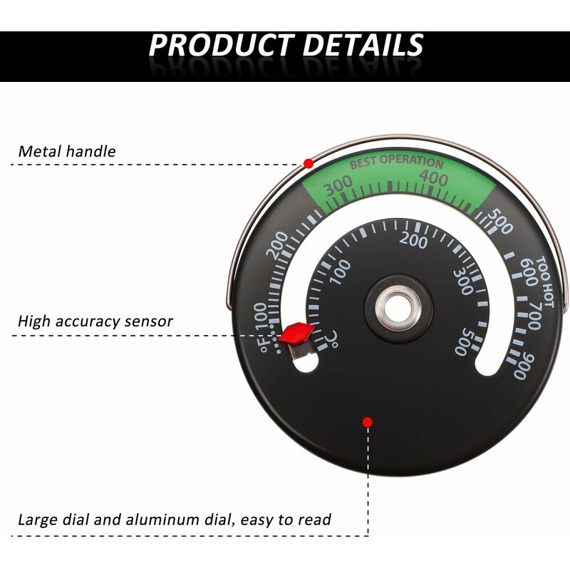 Thermomètre magnétique pour poêle à bois, outil de mesure de