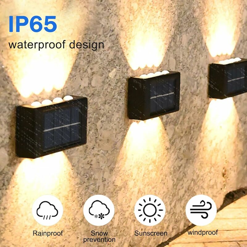 Lampadaire de jardin Sdlogal Lampe Solaire Exterieur Jardin - Applique  Murale Led Extérieure IP65 Étanche - 2pcs Haut Et Bas - Noir