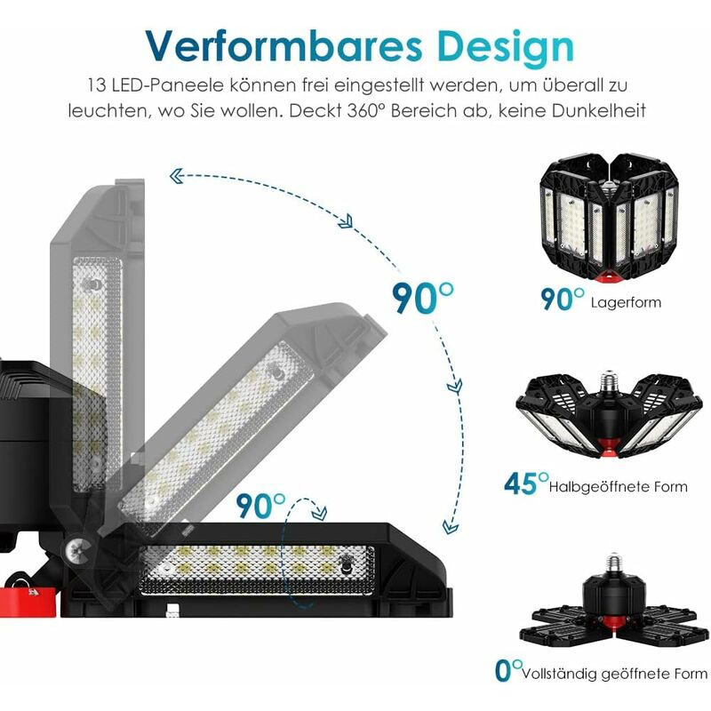 BONFFAIT-Lot de 2 Éclairage LED Garage 80W, E27/E26 Eclairage