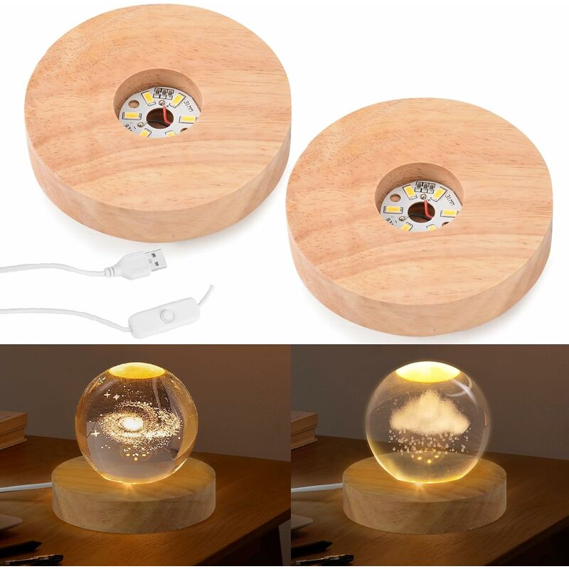Base lumineuse rectangulaire en bois, lumière blanche à base en bois, lampe  de support rotative à base de lumière à led en bois