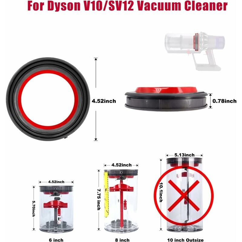 SHAR Joint d'étanchéité pour Dyson V10 SV12 Aspirateur, Anneau d'étanchéité  Fixe de Rechange pour Dyson V10 SV12, Accessoires pour pour Dyson  Aspirateur
