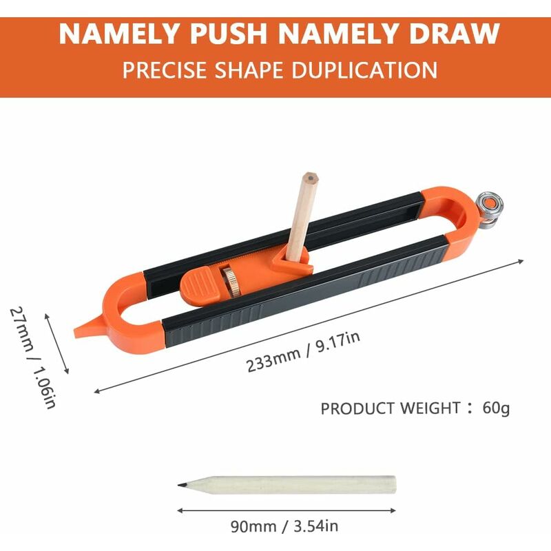 3en1 Jauge de Contour Multifonction avec précision de mesure instantanée  pour formes incurvées et irrégulières (25cm)