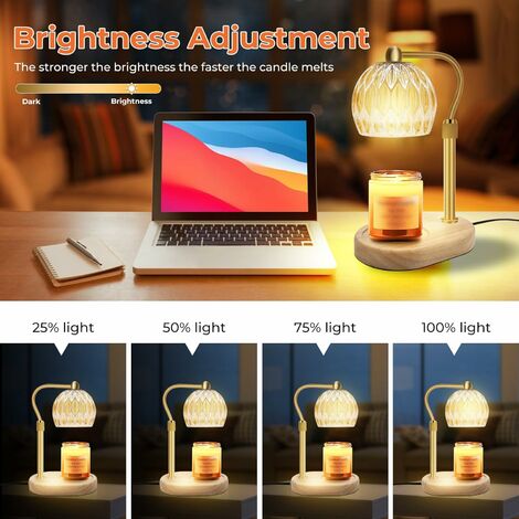 Lampe chauffe-bougie 2023 | Lumière de bougie dimmable avec minuterie |  Fondeur de bougies électrique compatible avec les petites et grandes