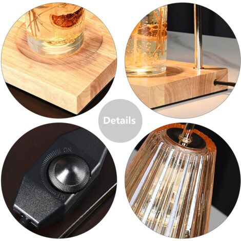 Lampe chauffante pour bougies chauffe-bougie parfumée candle warmer  dimmable, parfum pur sans flamme, base en bois, 15 x 15 x 35 cm.