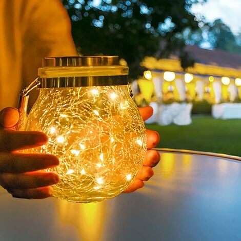Lanterne Solaire Jardin, 1 Pièce Lanterne Solaire Suspendue Exterieur avec  30 LED Étanche Solaire Lanterne Eclairage Decorativ pour Jardin Porche  Terrasse Balcon(couleur chaude)