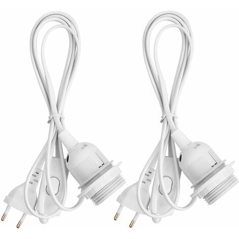 Câble électrique blanc avec Douille E27 pour Suspension lampe, Cordon  longueur 1 m, avec cache-douille