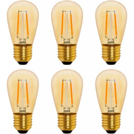 S14 Ampoule LED à Filament Vintage E27, 1W Amber Edison Remplacement 10W  Incandescence, Non Dimmable, Blanc