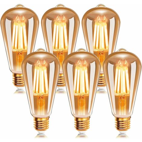 Ampoules LED 6W Edison Vintage G95, Blanc Chaud 2200K E27, Equivalent à  Ampoule Incandescente 48W, Ampoule Rétro à Filament, Rétro Antique Lampe  décorative, Non-Dimmable, Lot de 2 