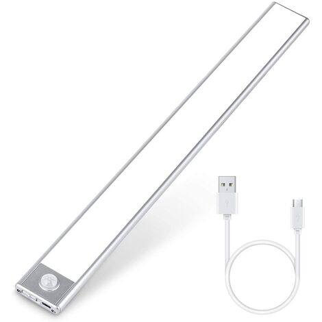 Réglette LED à détection, L.15 cm, rechargeable USB, blanc neutre