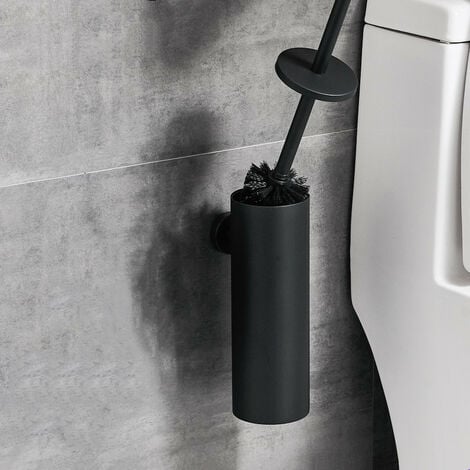 Brosse Toilettes WC Suspendu Noir avec Support de Brosse, Balai Toilette WC  en Acier INOX 304