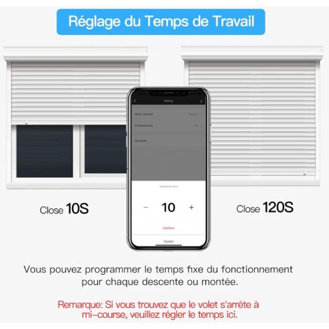 ２x Interrupteur Volet Roulant Connecté, Ouverture Réglable, Commutateur Rideau Stores WiFi, Compatible avec Alexa Google Home pour Commande Vocale, Minuterie Intelligent Moteur Mural
