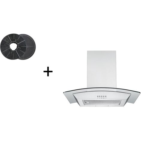 Hotte d'aspiration Hotte de cheminée Hotte murale verre LED 60 cm + filtre Set de recyclage respekta (1/4)
