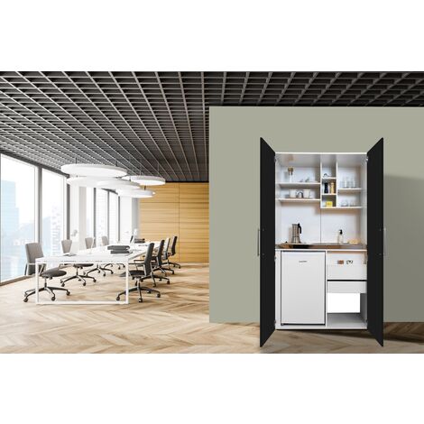 Cuisine Cuisine de bureau Mini-cuisine Single Blanc Noir Peter 104 cm Respekta (1/4)