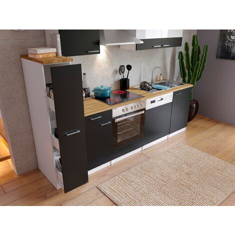 Cuisine R-Line, Chêne doré/anthracite, 350 cm J-Shape, avec