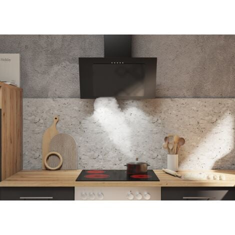Hotte d'aspiration 60 cm sans tête Hotte murale verre noir LED Respekta