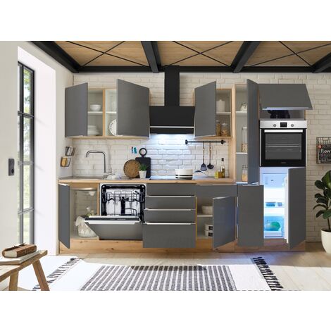 Cuisine Kitchenette Chêne Blanc Amanda 270 cm Respekta Premium