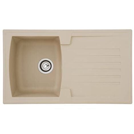 respekta Évier Évier de cuisine Évier à encastrer Mineralite Évier 86 x 50 beige sable