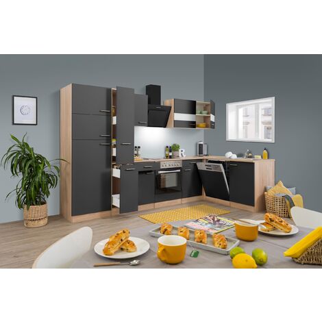 Respekta – Cuisine d'angle vide 310x172 cm – Chêne gris merle – Tiroirs avec fonction Soft-Close – Montage gauche ou droit (1/4)