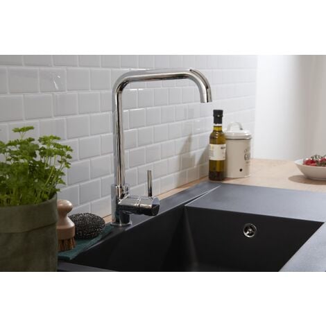 Evier à encastrer Evier de cuisine Granit Mineralite 86 x 50 cm noir Respekta