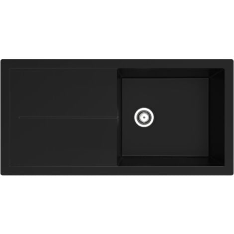 Evier à encastrer Evier de cuisine Granit Mineralite 100 x 50 cm noir Respekta