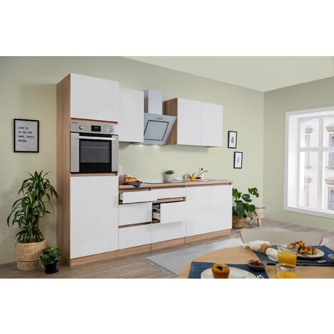 Cuisine Encastrée Denver Moderne Sans électroménager - Blanc Et Chêne Mauvella, 220x211x60 Cm, Nombreuses Rangements - 7