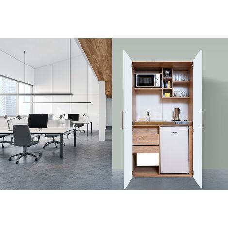Cuisine Mini Simple Respekta Peter Blanc 104 Cm - Évier Inclus Avec Poignées Inox - Livraison Paletée