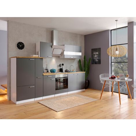 Vicco Cuisine R-Line, Gris Noble/chêne doré, 300cm sans PT