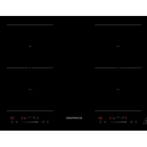 Respekta Table de cuisson autarcique à induction 77 cm, 2 zones flexibles, commande à curseur, fonction booster