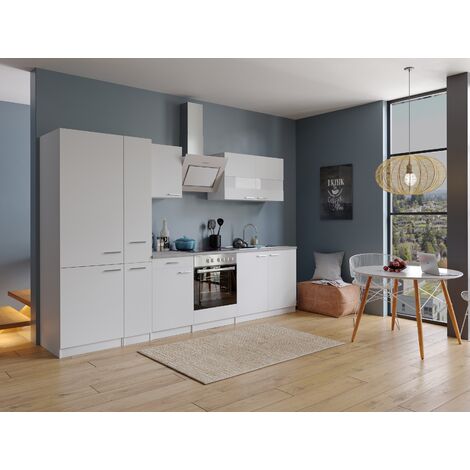 Vicco Cuisine R-Line, Blanc Haute brillance, 300cm avec