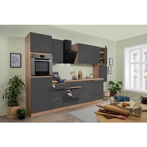 Cuisine Kitchenette Bloc cuisine intégrée Blanc Gris Malia 310 cm Respekta