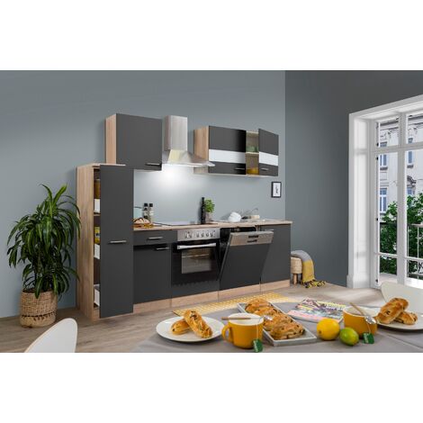 Vicco Cuisine R-Line, Gris noble/Anthracite, 300cm , PT Chêne