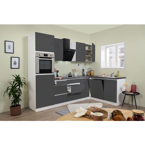 Cuisine Complète Angle 240x165 Cm Avec Plan De Travail - Gris Matera LASSEN