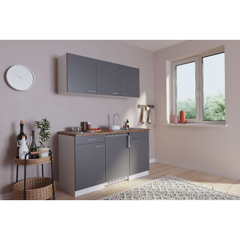 Cuisine Mini-cuisine Single Kitchenette Blanc Gris Luis 150 cm Respekta