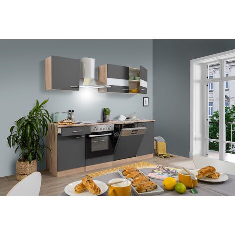 Cuisine Intégrée Vicco R-Line 300 Cm – Gris Noble – Kitchenette Neuve