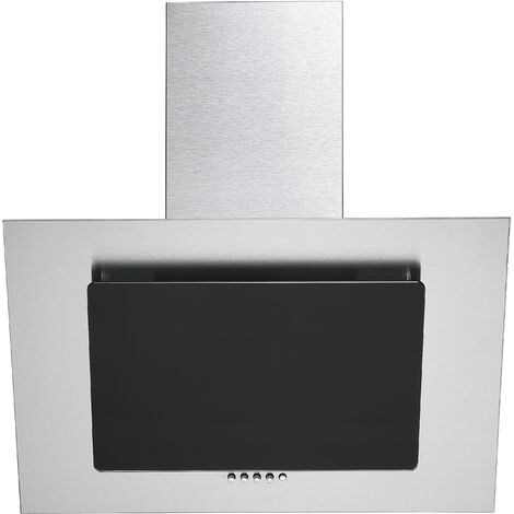 Wiggo Hotte aspirante 60 cm sans tête I évacuation d'air recirculation 300 m³/h – Écran tactile LED 3 niveaux I inclinée avec filtre à graisse & 2